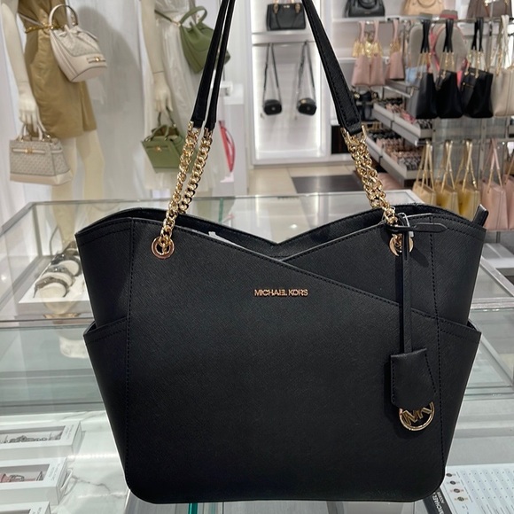 Michael Kors Handbags - Michael Kors Jet Set Travel Large Chained Tote Shoulder Bag MK Black
NWT